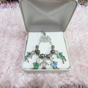 Mom Mothers Charm Necklace 5 children birthstone charms